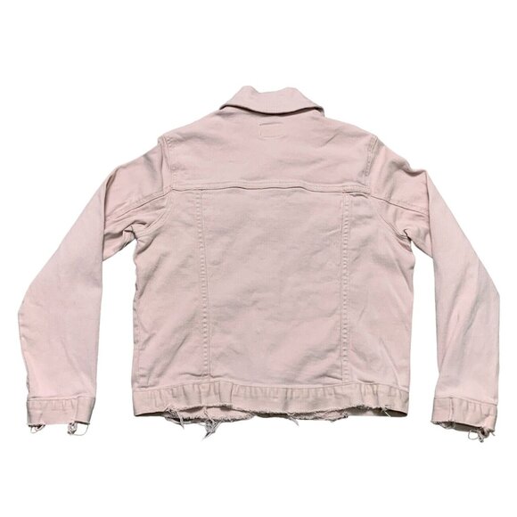 Judy Blue Womens Pink Denim Jacket Size S Distressed Hem Button Up Pockets - Picture 6 of 16